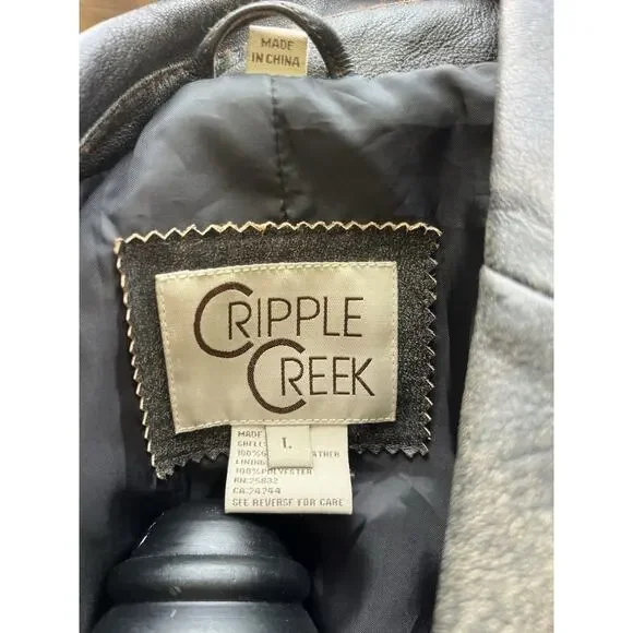 CRIPPLE CREEK Studded Leather Jacket Sz L Western Cowgirl Biker - Picture 10 of 11